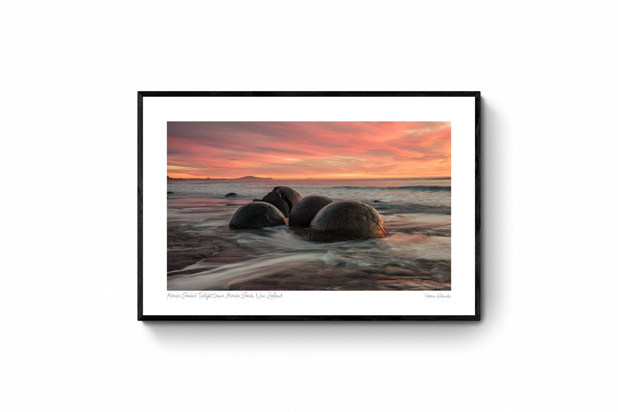 Moeraki Beach's Twilight Dance, Moeraki Beach, New Zealand Photo Artworks