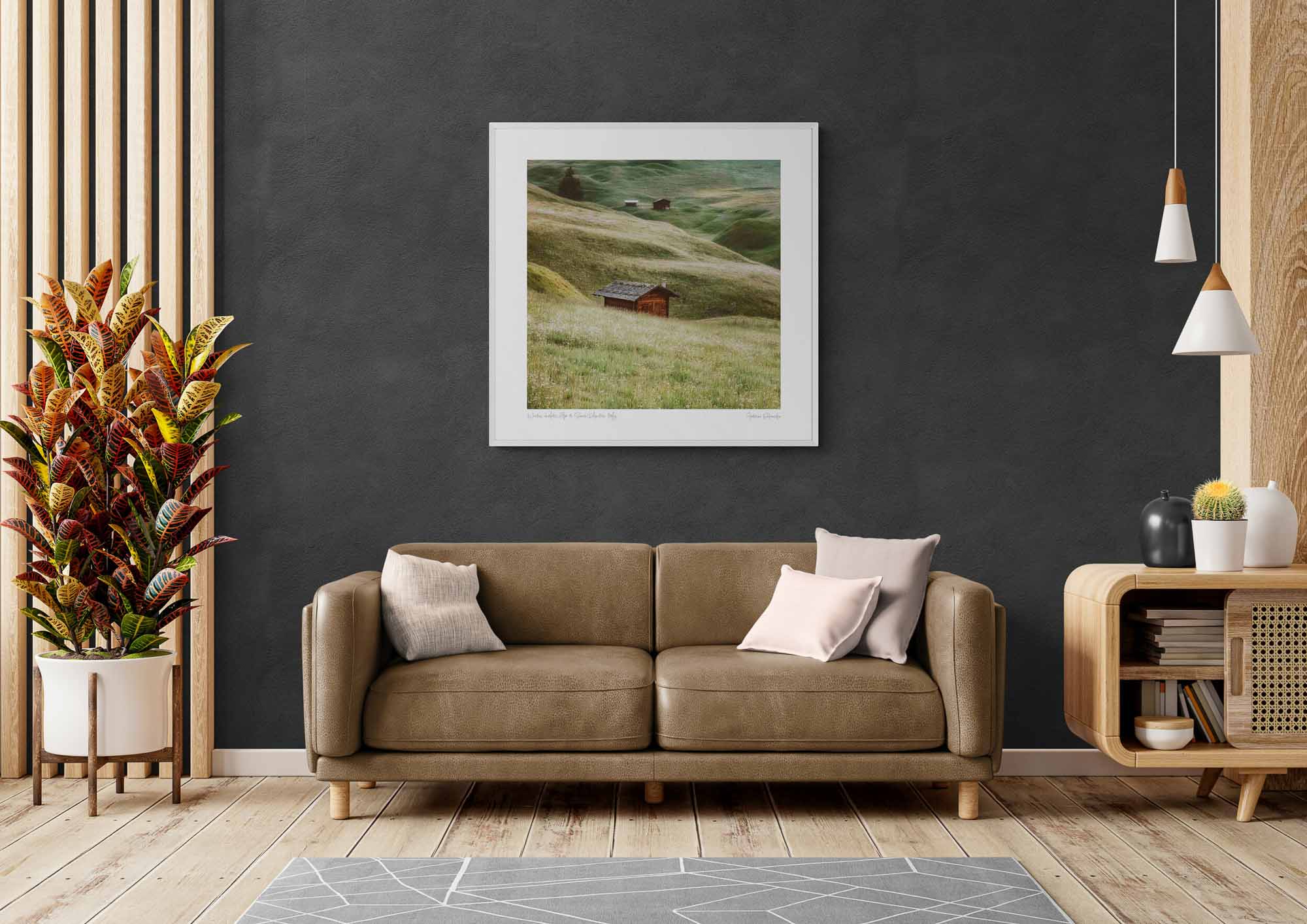 Wooden chalets, Alpe di Siusi, Dolomites, Italy Photo Artworks