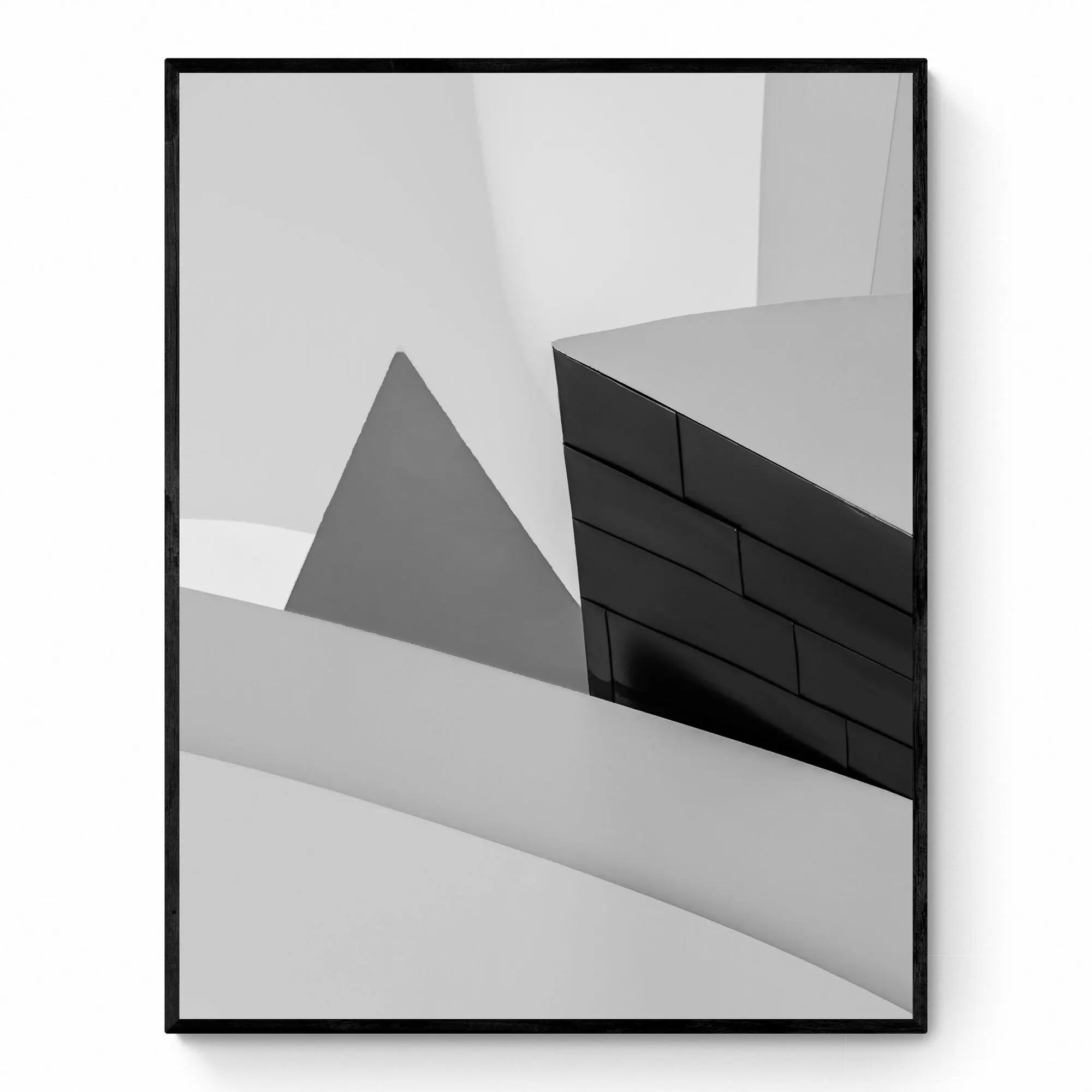 Abstract geometric shapes in a monochrome palette at the Guggenheim Museum Bilbao, showcasing contemporary architectural design.