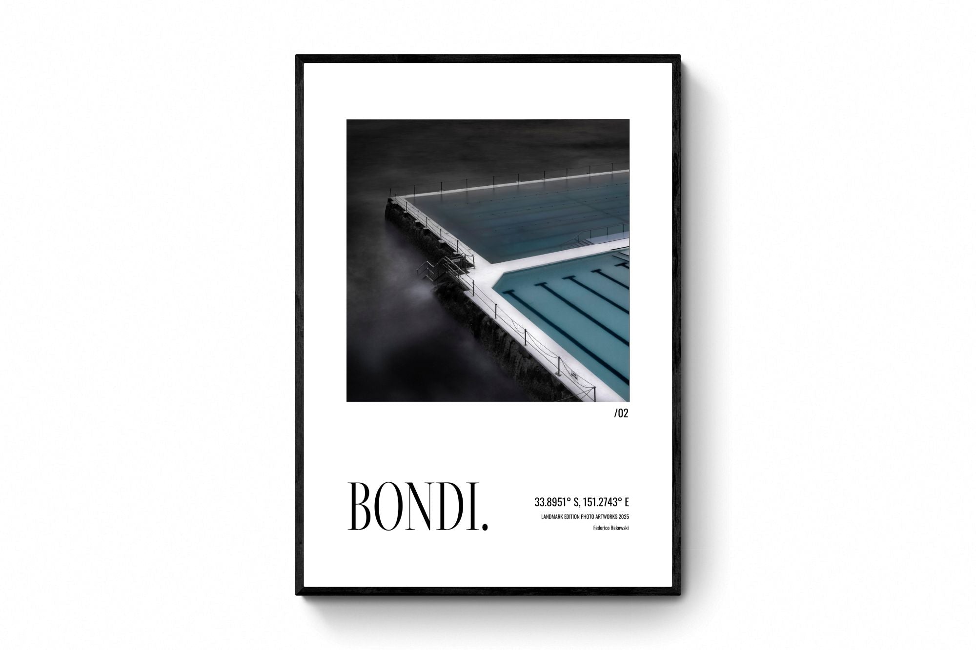 Bondi Landmark Edition poster featuring Sydney’s Bondi Icebergs, open-edition photographic wall art by Federico Rekowski
