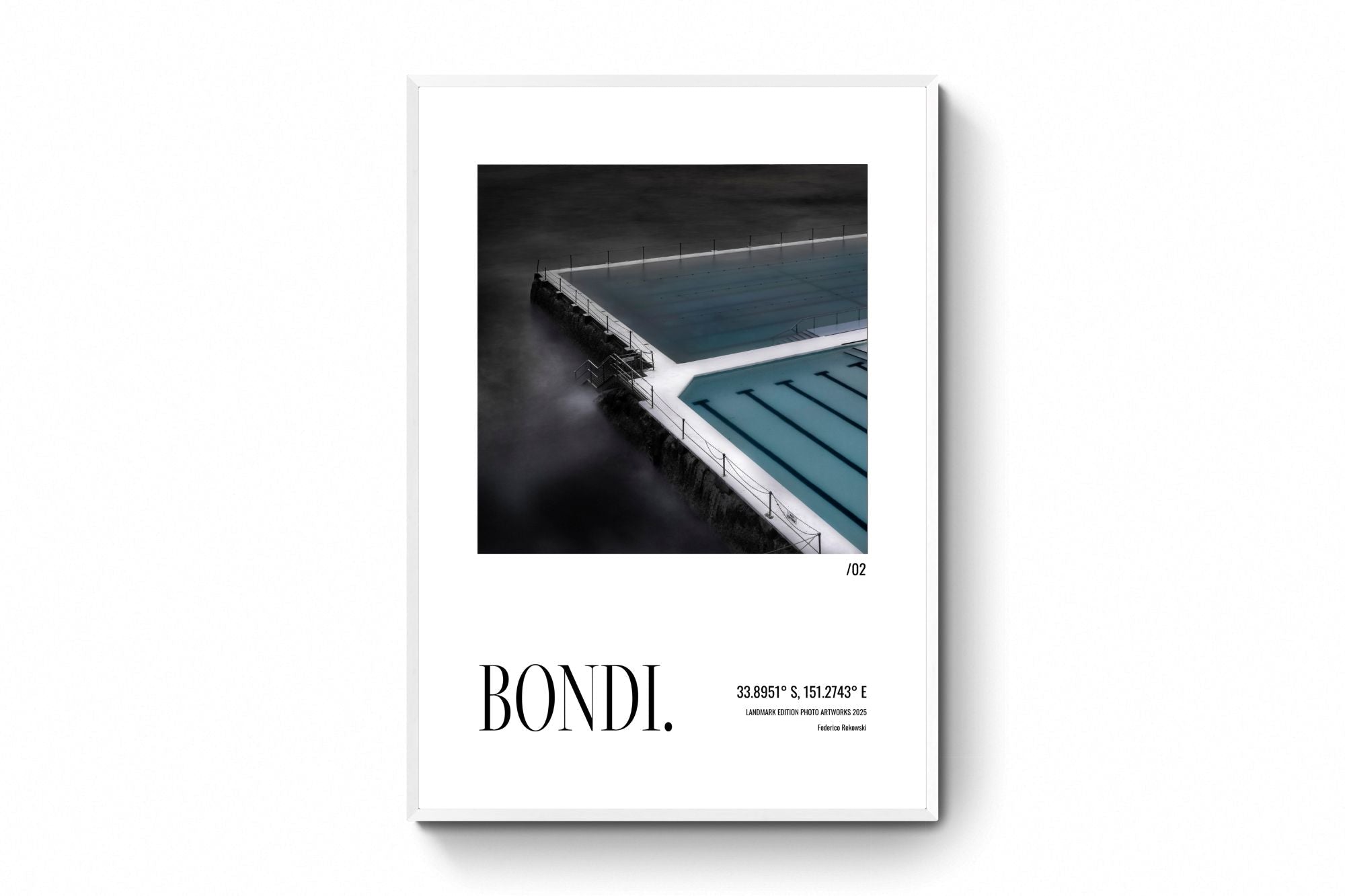 Bondi Landmark Edition poster featuring Sydney’s Bondi Icebergs, open-edition photographic wall art by Federico Rekowski
