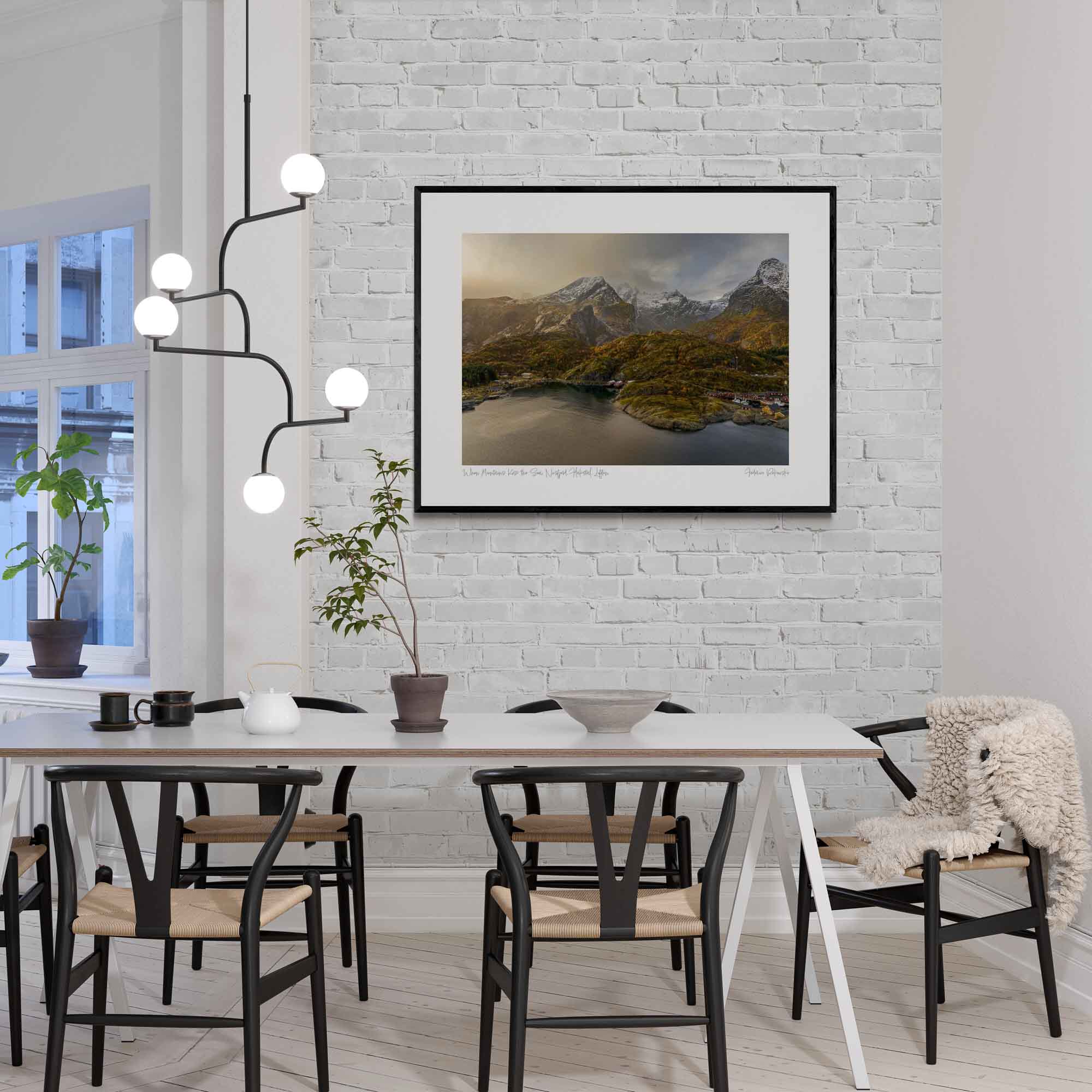 An aerial photograph of Nusjford Norway on a Dining room.  