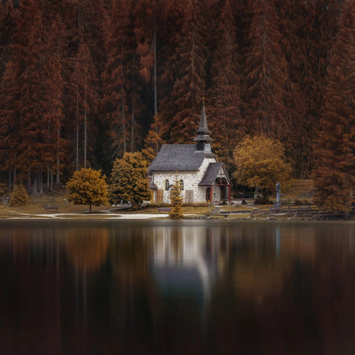 Autumn's Church, Lago di Braies, Dolomites, Italy