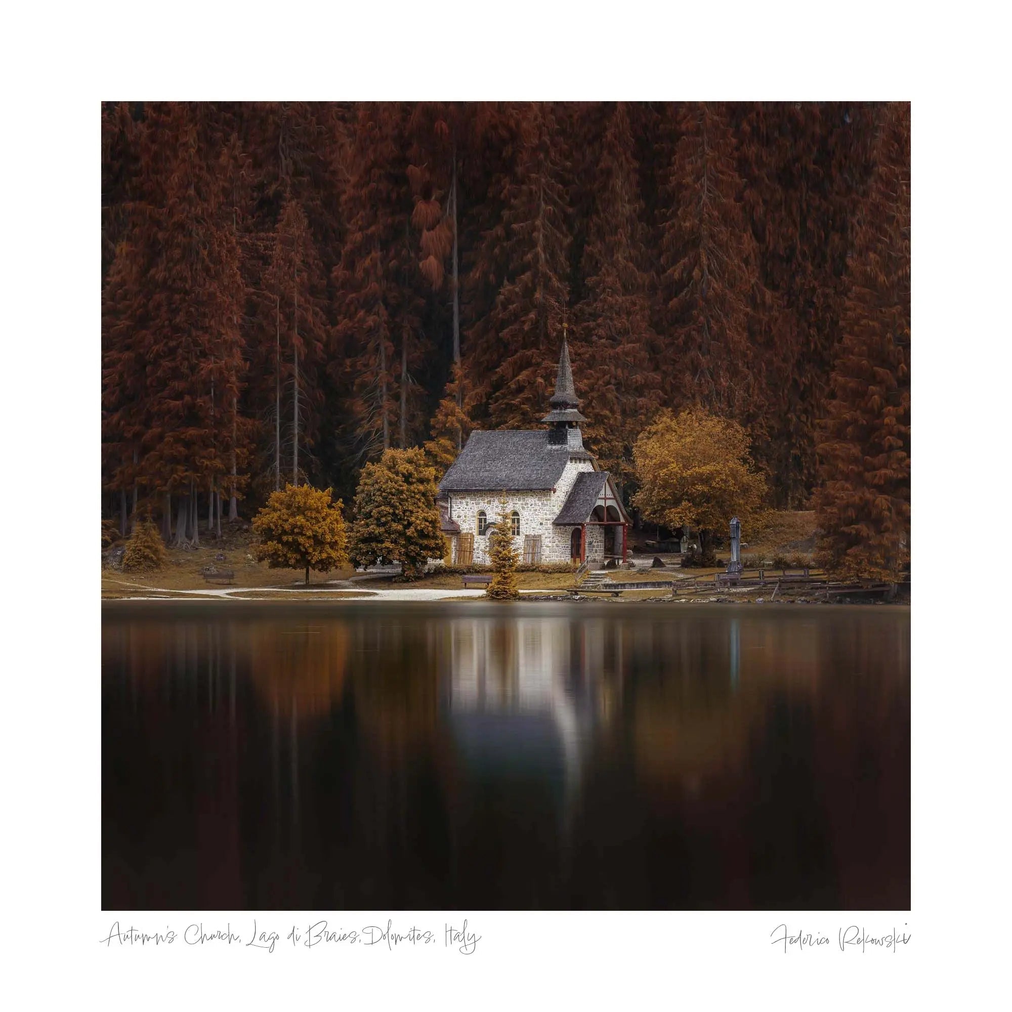Autumn's Church, Lago di Braies, Dolomites, Italy