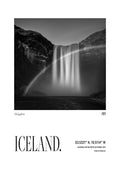 Iceland /01 Skógafoss waterfall minimalist black and white landmark edition photographic poster
