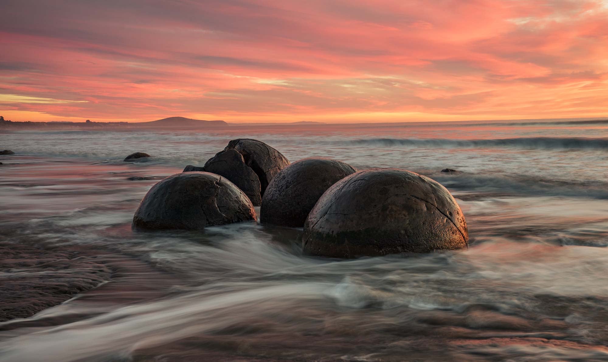 Moeraki Beach's Twilight Dance, Moeraki Beach, New Zealand