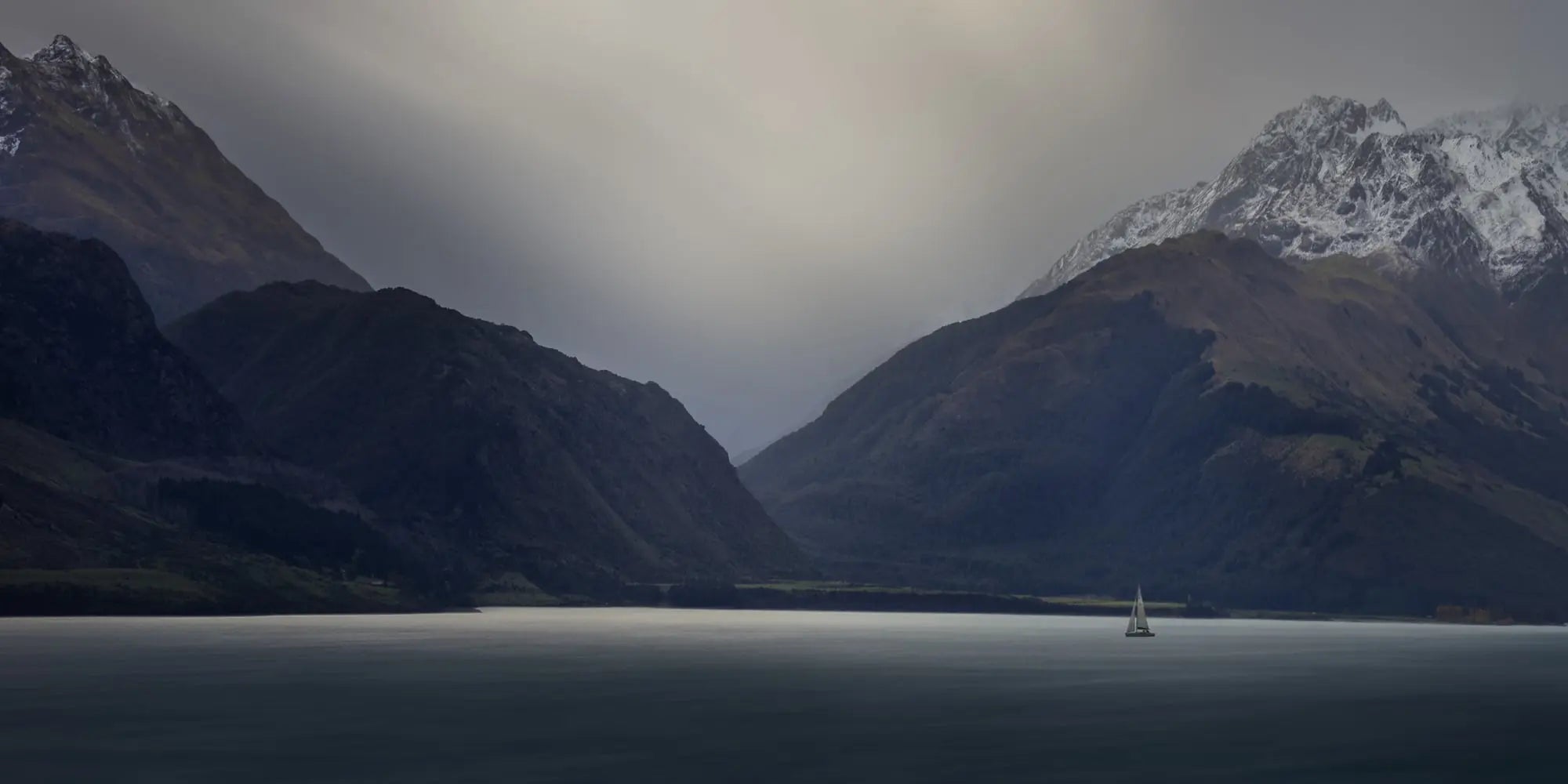 Solitary Sail Boat, Queenstown, New Zealand (Int)