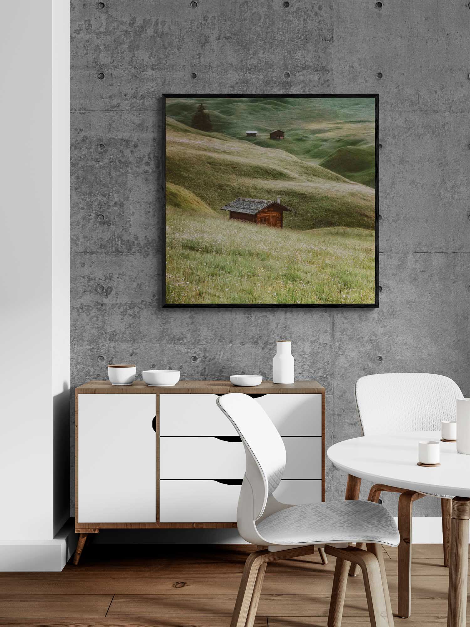 Wooden chalets, Alpe di Siusi, Dolomites, Italy