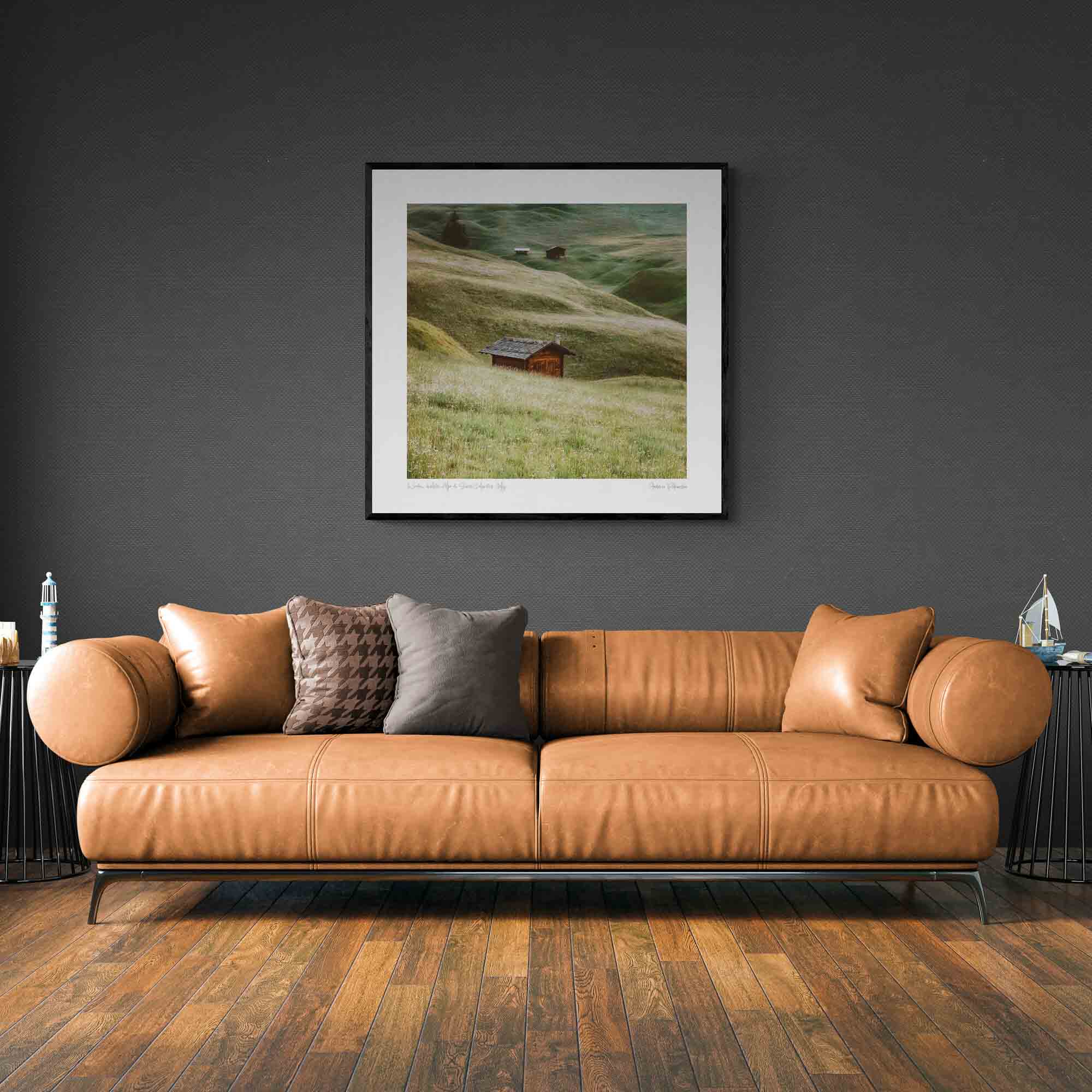 Wooden chalets, Alpe di Siusi, Dolomites, Italy